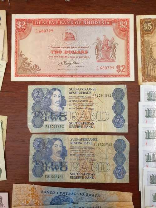 A large collection of banknotes.