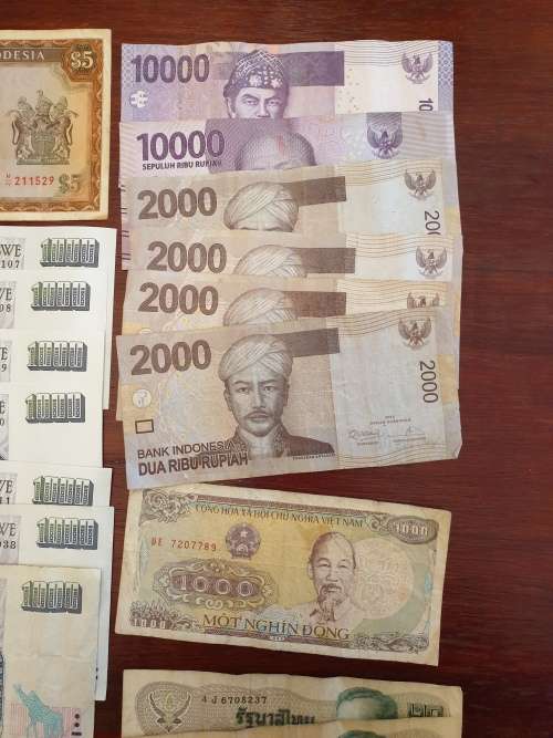 A large collection of banknotes.