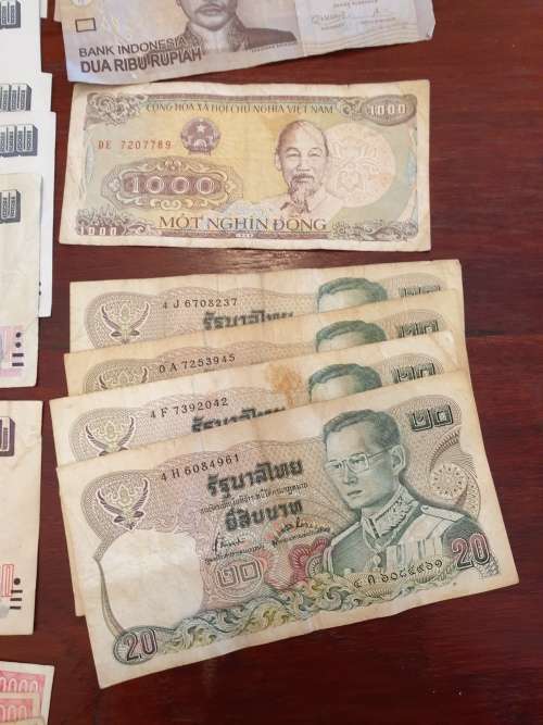 A large collection of banknotes.