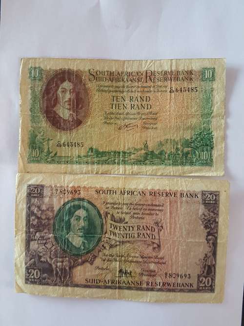South African reserve bank R10 G Rissik and R20 M.H de Kock