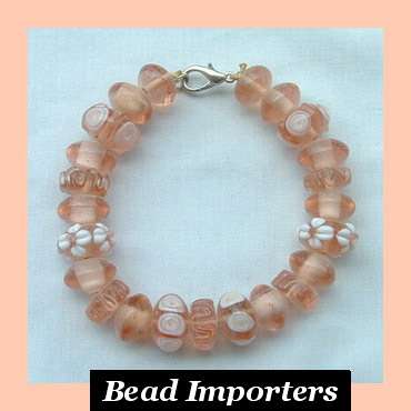 23 x Glass Handmade Lampwork Beads Peach * Magnificent Detail & Workmanship *