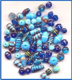 Glass Bead - Semi Fancy Blue Mix (price per 10 beads)