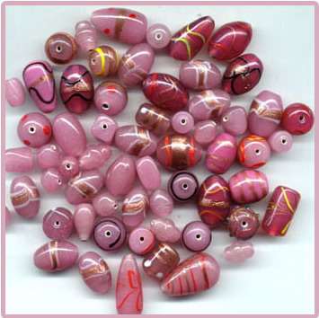 Glass Bead - Semi Fancy Pink Mix (price per 10 beads)