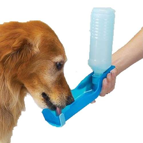 Potable Pet Dog Cat Water Feeding Drink Bottle Dispenser Travel Bowl 500ml Yellow