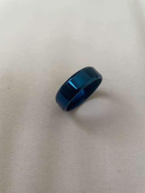 S & C stainless steel ring blue size Z+ 1/2