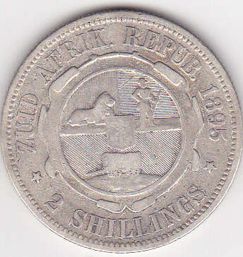 1895 2 shillings VF rare coin