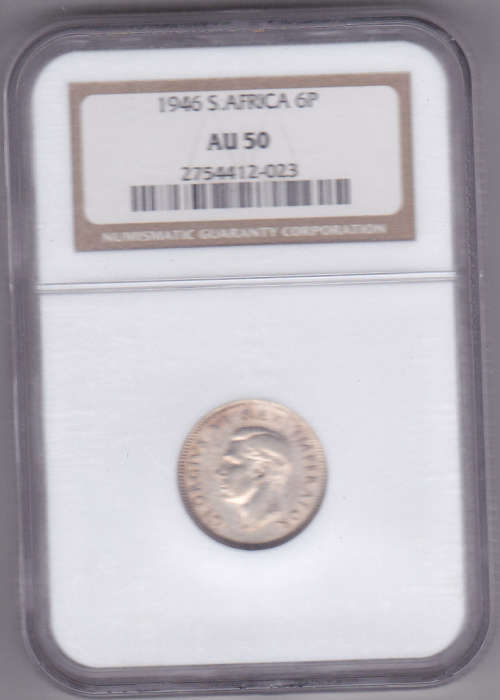 1946 Sixpence (6d) NGC graded AU 50 Scarce coin