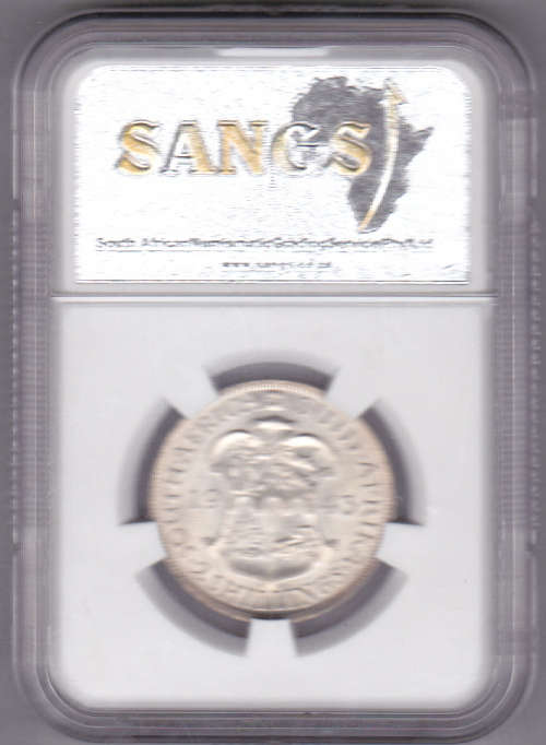 1943 2 shillings Sangs graded MS62 (Mint State)