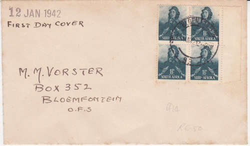 1941 UNION  1 1/2d private FDC canceled 12 Jan 42  SACC 89 NICE CONDITION