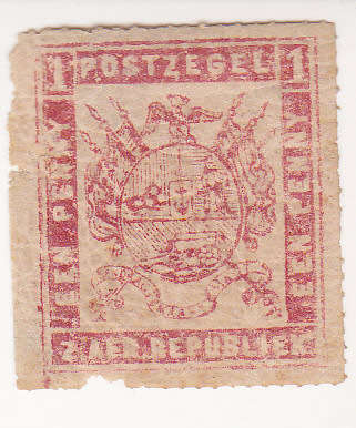 1870 1d  Group llA Fine roulette Yellow streaky gum SACC 14.CV R2300 Damaged at bottom and left side