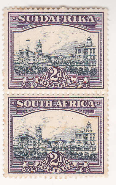 1930 2d vertical pair blue and violet MLH With "Airship flaw" SACC 44b
