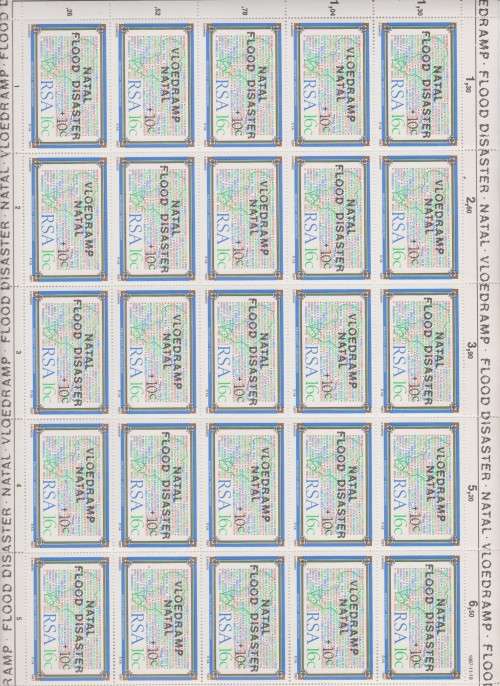1987 Natal Flood relief Fund Sheet 25 16c +10c MNH SACC 640 FV R6.50