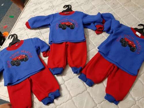 Set of 7 fleecy truck baby winter pyjamas for sale