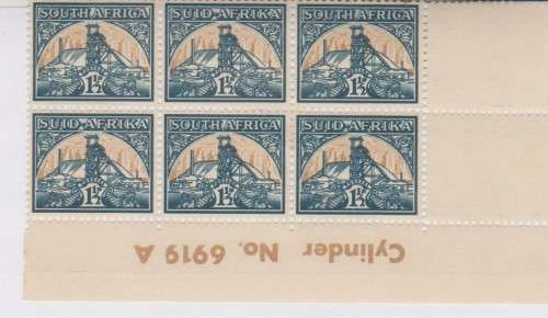 1941 Union 1 1/2d control block No 6919A MNH SACC 86b
