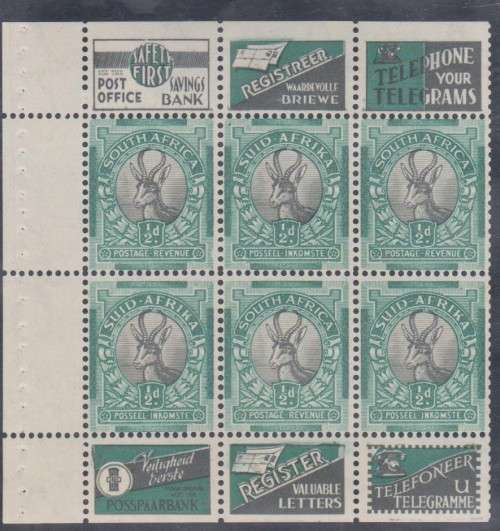 1935 Union 1/2d Booklet pane no 10 MNH