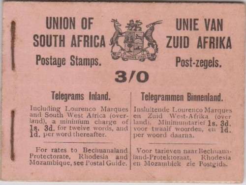 1922 Union Bookler no 4 MNH some stamps missiing as per scan SACC 4 Missing 10  x 1d and 4 x 1/2d