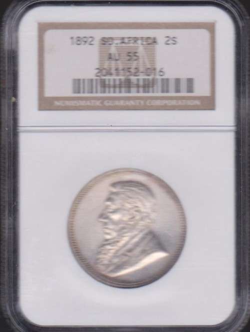 1892 ZAR 2 shillings NGC AU55 ### RARE COIN ###