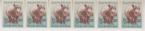 1954 Union 3d strip of 6 MNH SACC 154