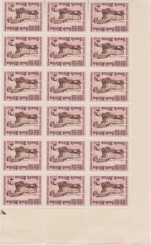 1958 Cennt of Arival of German Settl 2d bottom right corner block of 15 MNH SACC 167