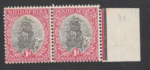 1930 UNION Roto printing 1d marginal pair MNH SACC 43