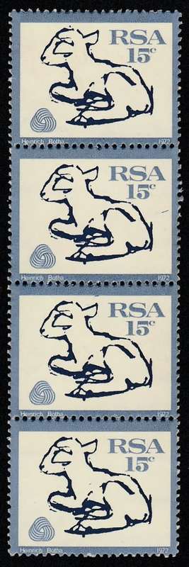 1972 RSA  interim Def 15c strip og 4 N+MNH SACC 323