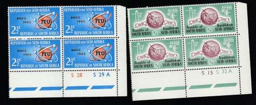 1965 R S A ITU set of control blocks 2 1/2c and 12 1/2c MNH SACC 250,251