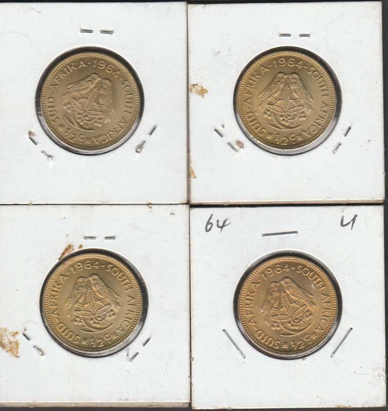 1964 R S A 4 x Half Cents in UNC grade i bid for all CV R80