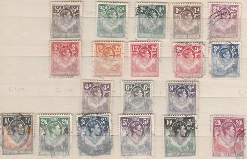 1938 NORTHERN RHODESIA K G Vl Full used set 1/2d-20shillings CC 25-45 VCV R2879