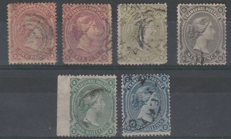 1878 TRANSVAAL Bourne Heade 1d-2s used singles CC 160-166 CV R5150 RARE ITEMS