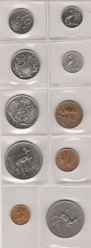 1982 R S A Pres B J Viorster coin set wth3 R5 and 1/2c incl all  mint unc CV R115