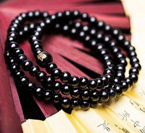 108 Luxury Sandalwood Buddhist Meditation Prayer Bead Bracelet Black 6mm