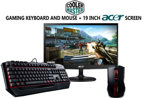 CoolerMaster Gaming Keyboard and Mouse + 19 inch ACER Screen
