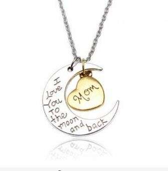I Love You To The Moon And Back Engraved Letter Necklace