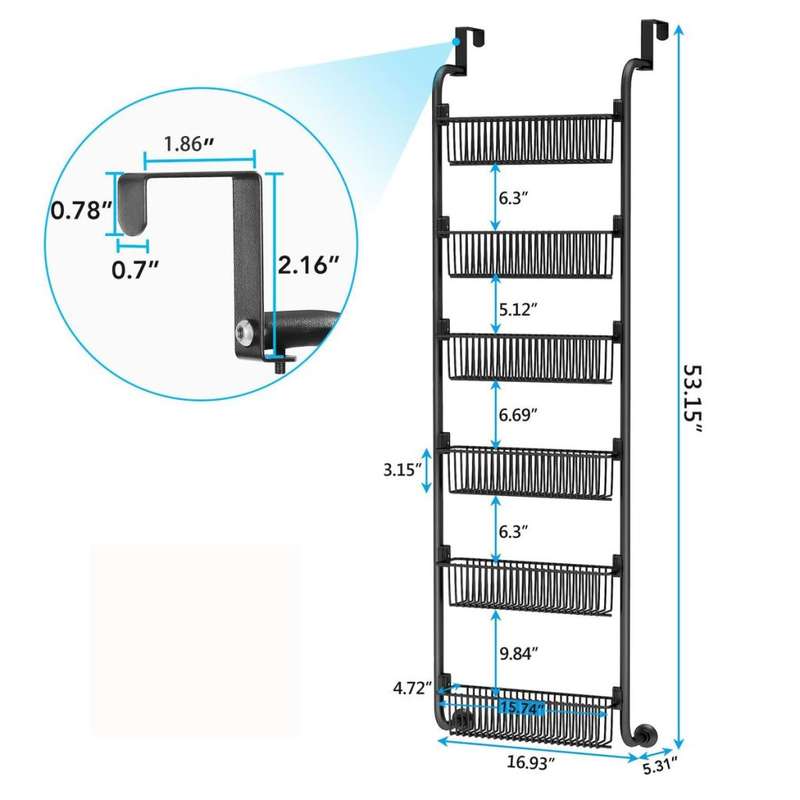 6 Shelf - Door Hanging Organiser - Door