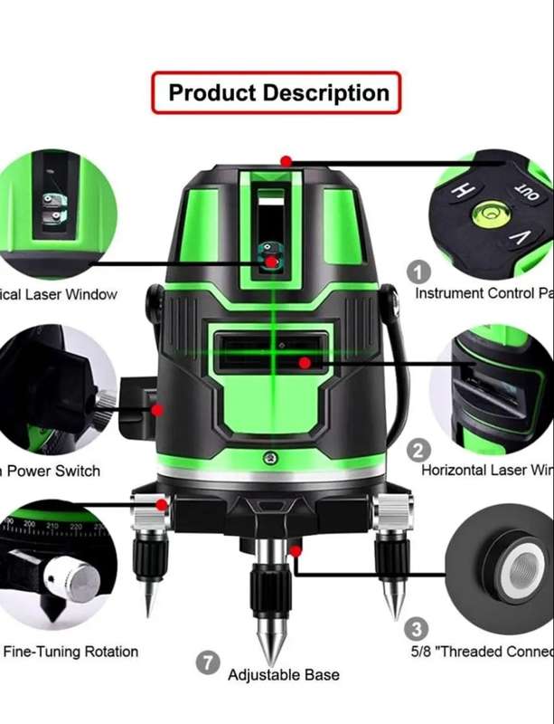 5 Level Laser Line 3D Green Beam