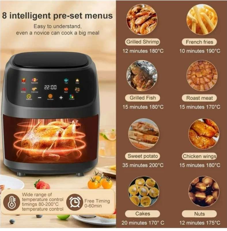 8L Digital Clear View Window Air Fryer