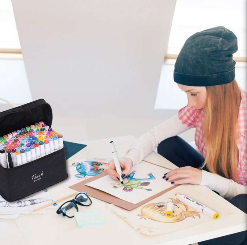 Dual Tips Art Markers with Carry Bag