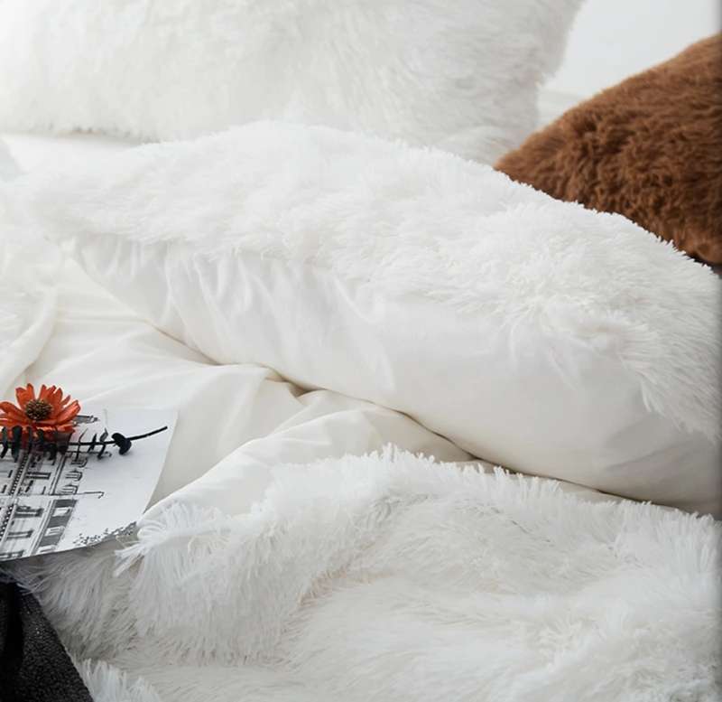 5 Piece Faux Fur Comforter Sets - Solid Colors