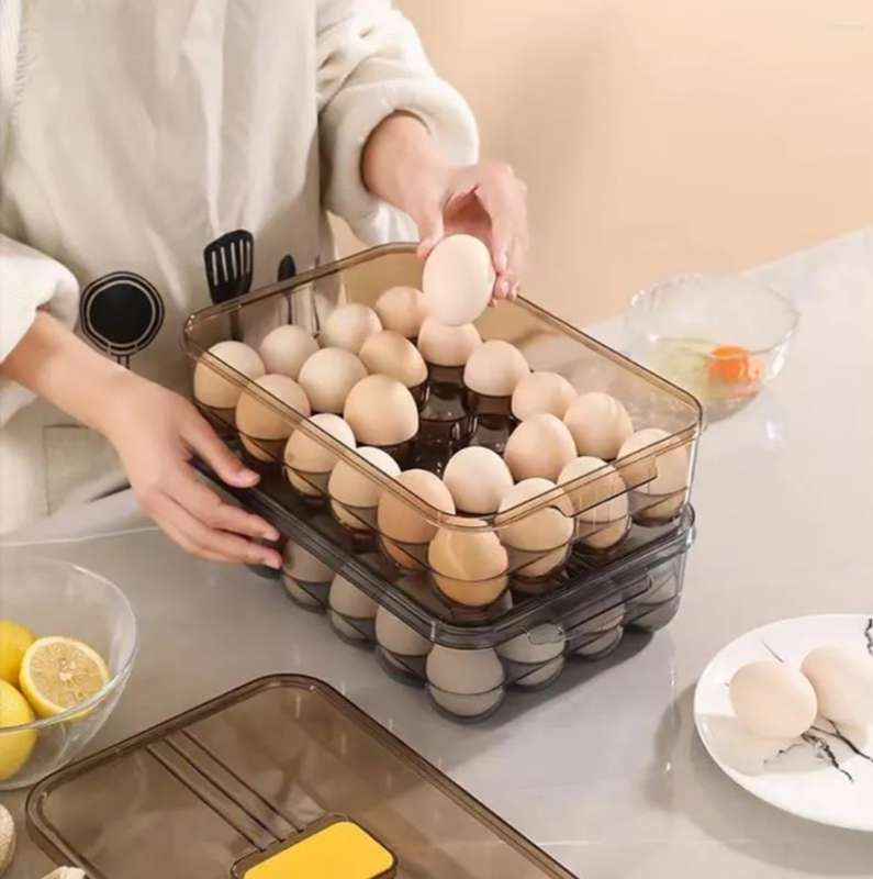 Storage Bottles Egg Box Fresh-keeping 24 Compartment Refrigerator Kitchen Fresh With Lid Seal