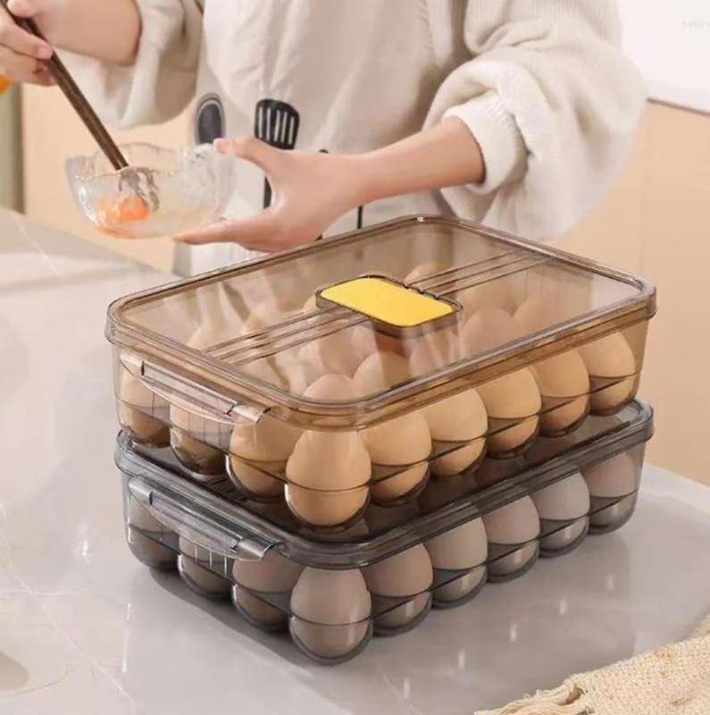 Storage Bottles Egg Box Fresh-keeping 24 Compartment Refrigerator Kitchen Fresh With Lid Seal