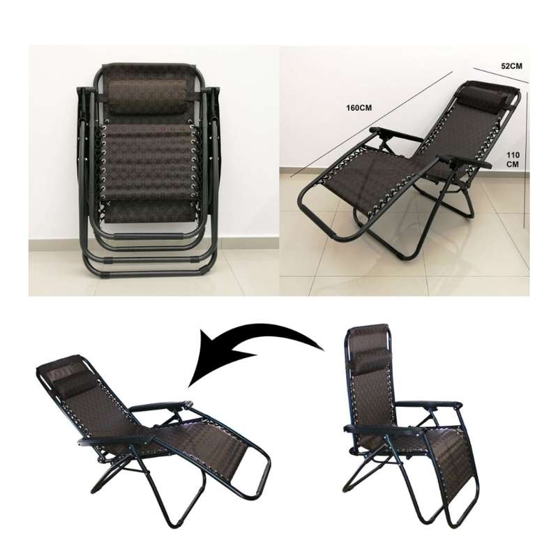 2 in 1 Zero Gravity Folding Recliner & Deck Chair with Removable Headrest