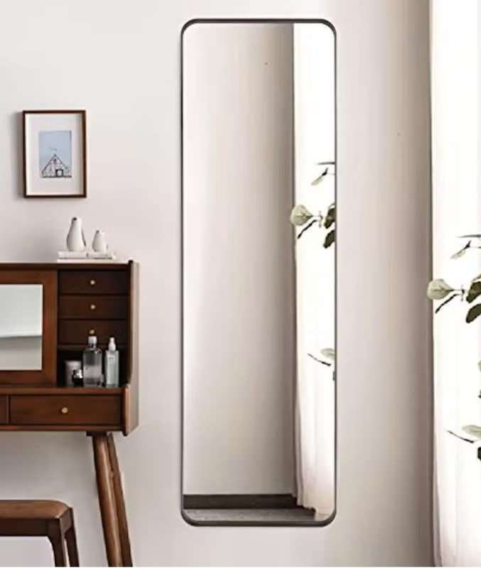 Black Frame Rectangular 148 cm x 36 cm Glass Mirror