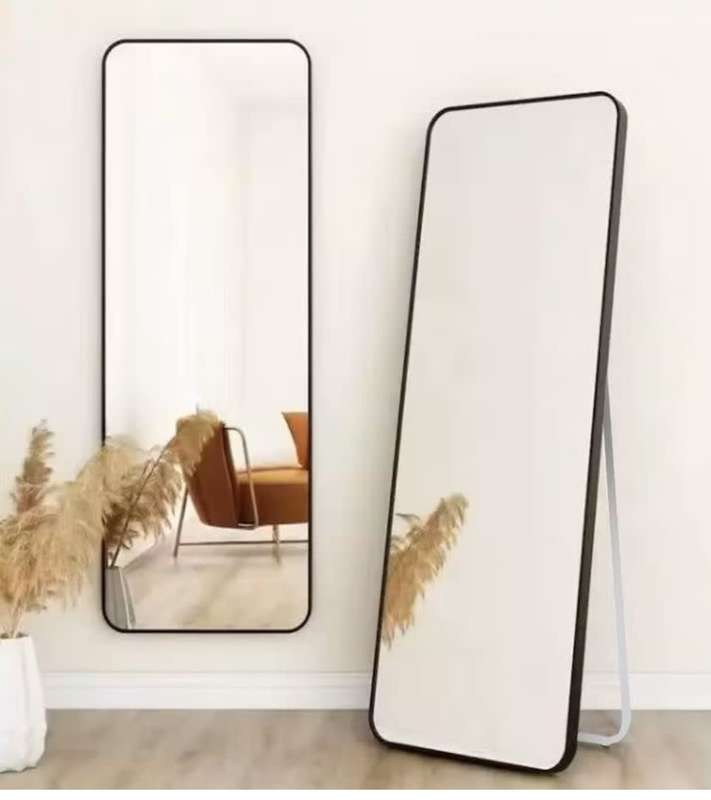 Black Frame Rectangular 148 cm x 36 cm Glass Mirror
