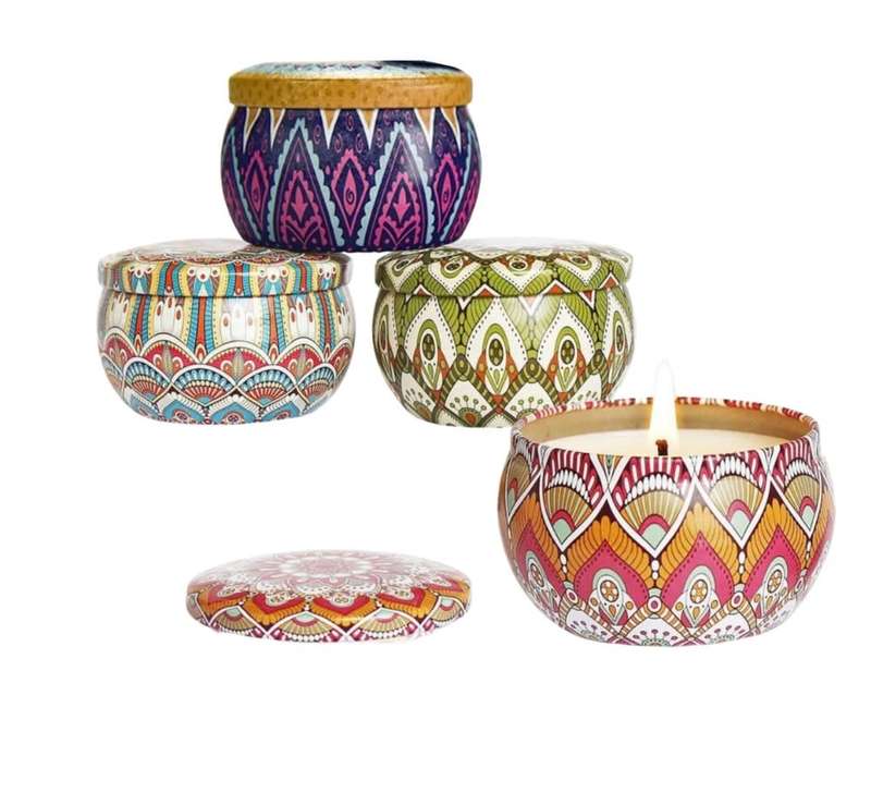 Assorted Scented Candles with Flowers - 4 Pack