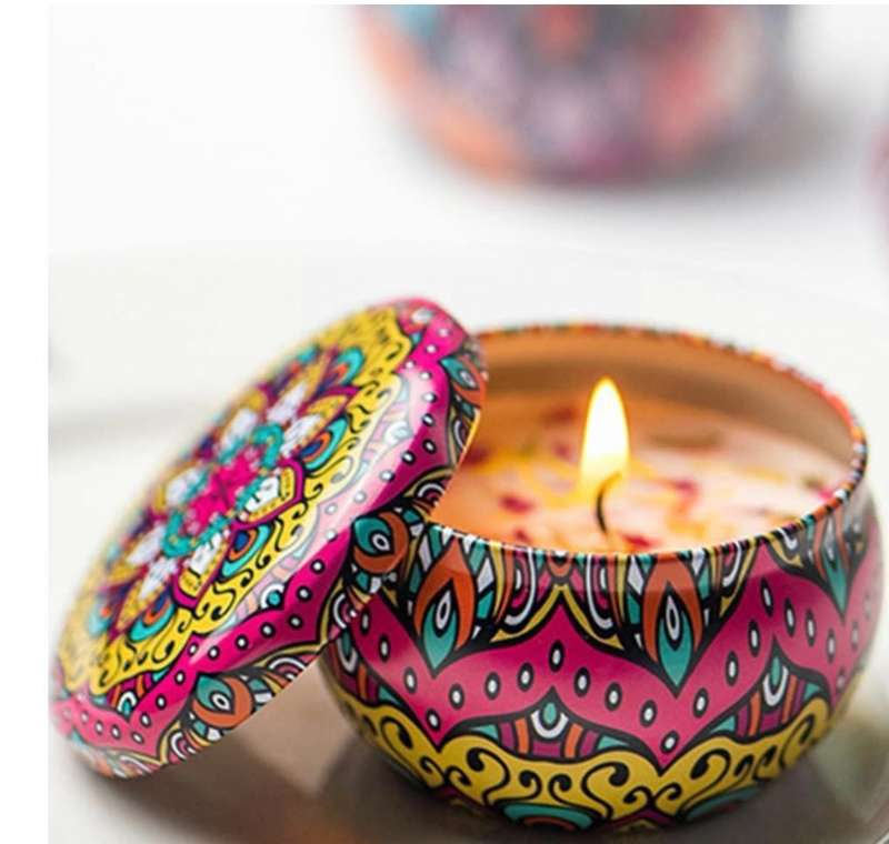 Assorted Scented Candles with Flowers - 4 Pack