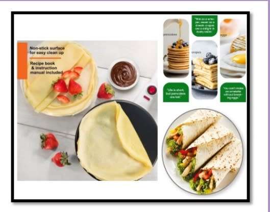 RAF Crepe Pancake Maker With Non Stick Surface