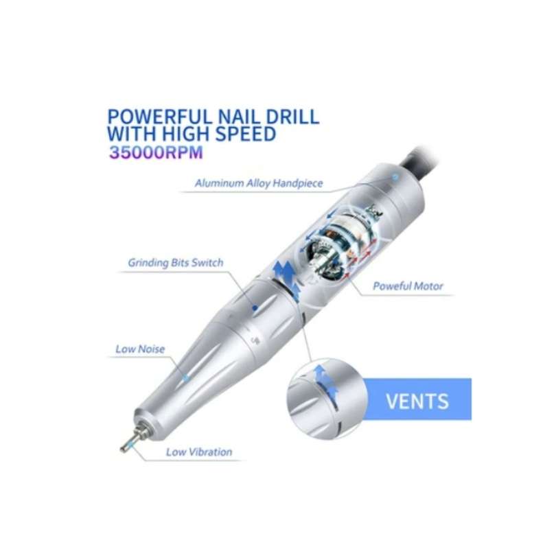 Silver Rechargeable, Portable Nail Drill Machine