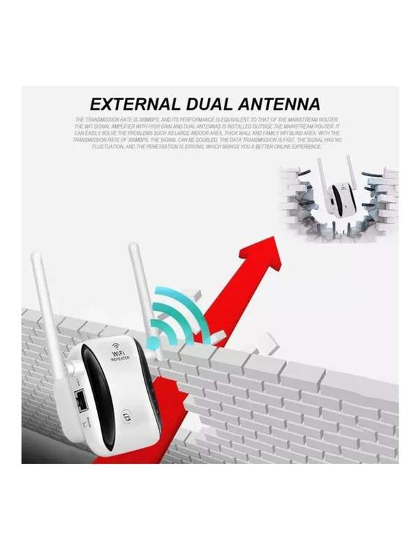 PIX-LINK 802.11n/b/g 300Mbps Antenna WIFI Range Extender - White