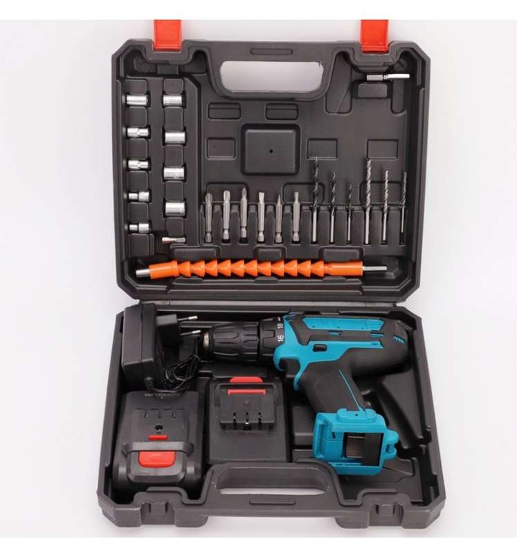 25V electric drill tool set rechargeable with soft handle electric drill impact drill with tool box