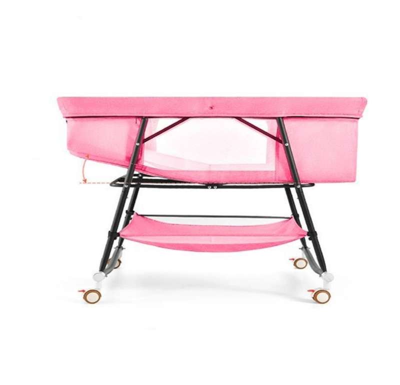 Comfortable and Adjustable Smooth Sleeping Baby Bed, Baby Crib (Pink)